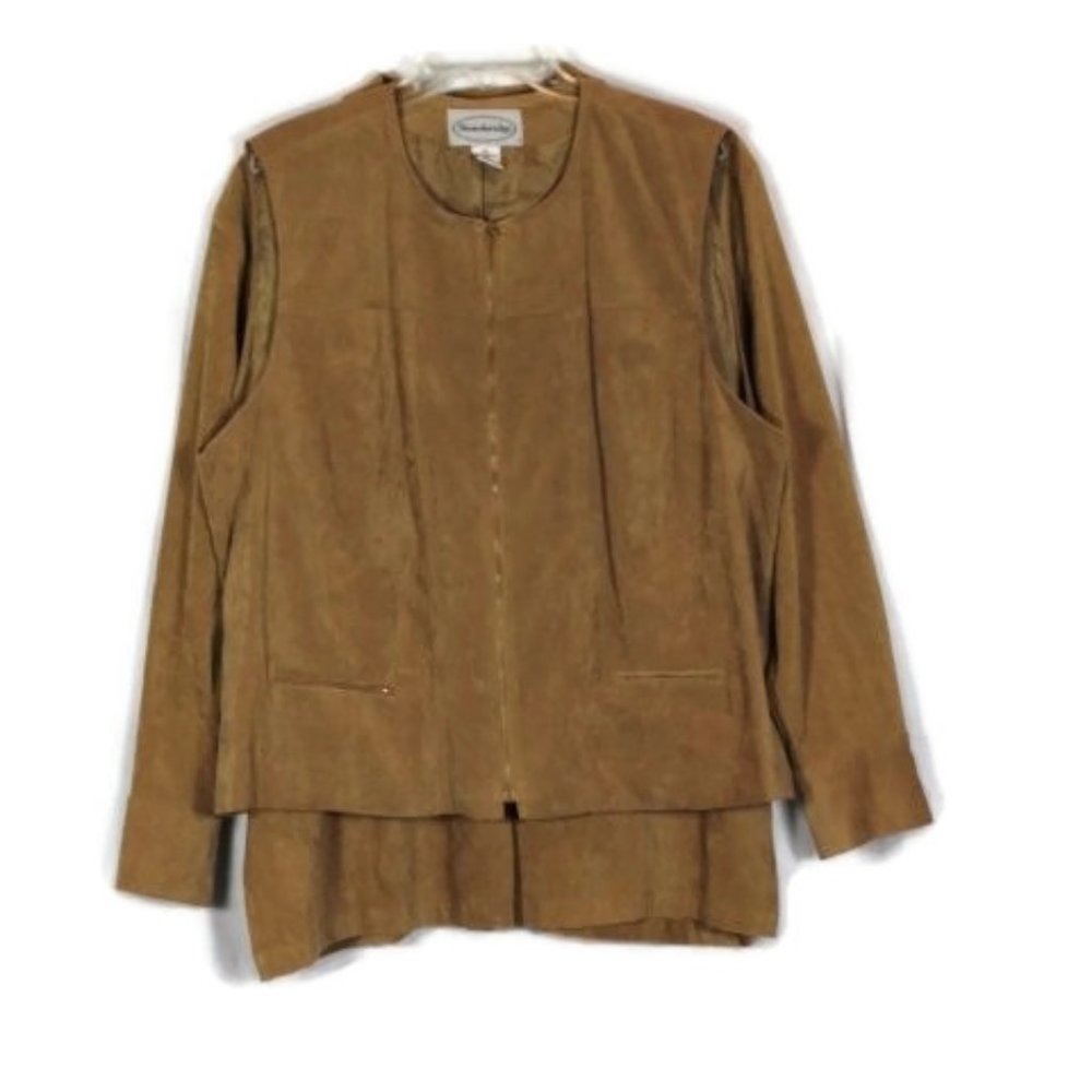 Stonebridge Brown Women's 2 Piece Light Jacket Blazer Tank Top Set 1X 043
